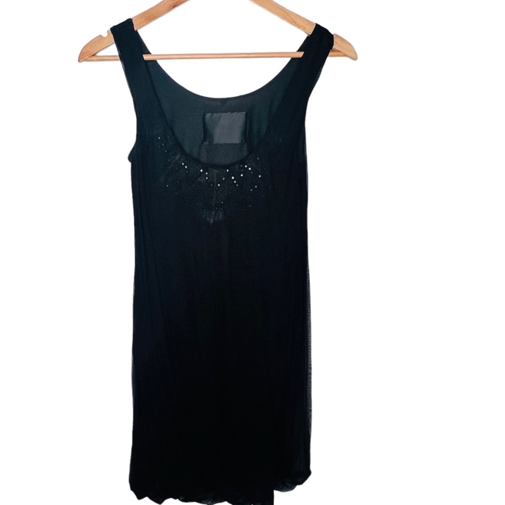 A.L.C. Black Sleeveless Mesh Sequin Silk Dress Women Size: XS